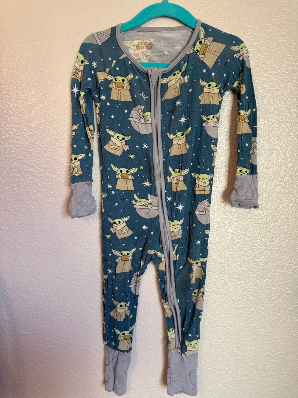 Little Sleepies Blue Grogu All-Over Print Kids One-Piece Footie